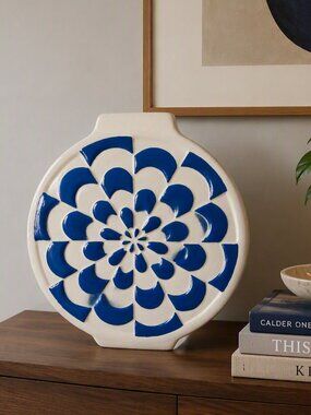 One of a Kind Hand Painted Embossed Jonathan Adler Vase